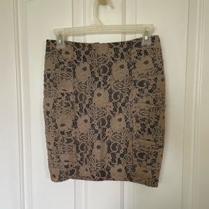 Bebe XS Cotton and lace pencil skirt Beige and black Y2K Vintage